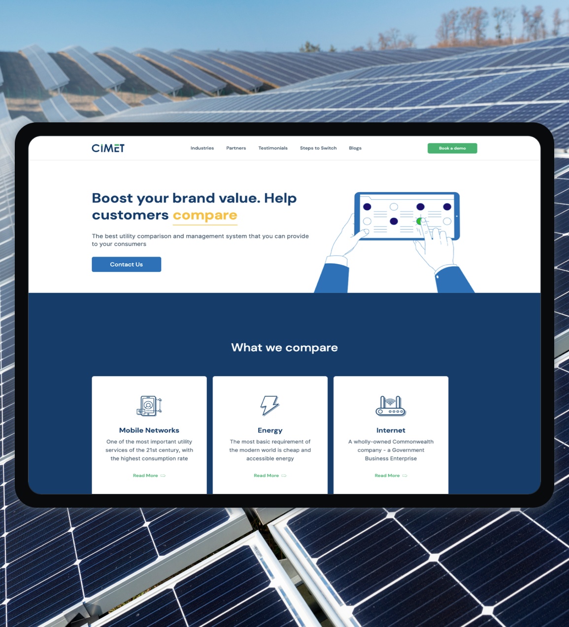 Cimet consumer comparison platform interface