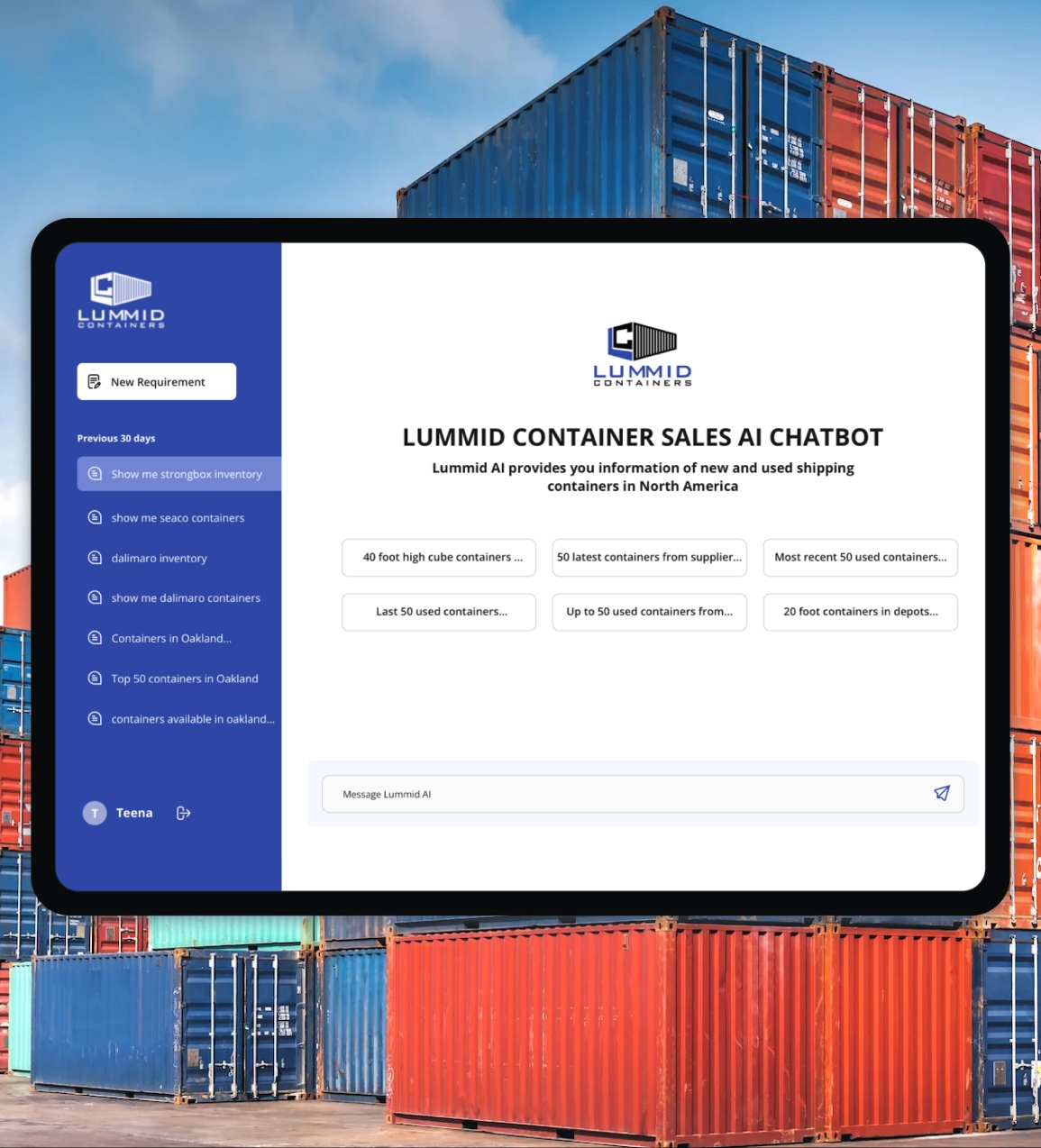 Lummid container inventory automation dashboard