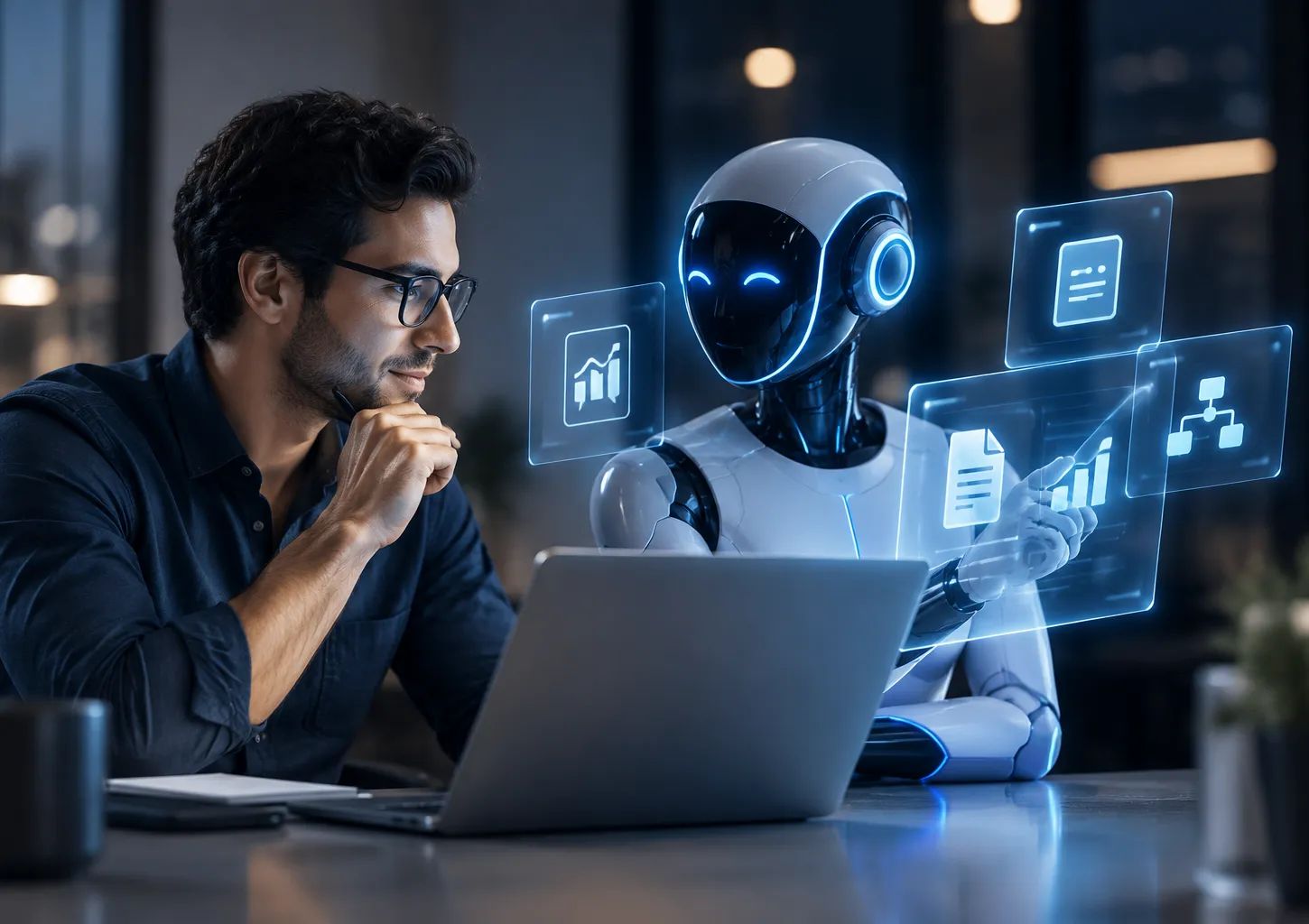 AI copilot assisting a professional with contextual suggestions inside a work application